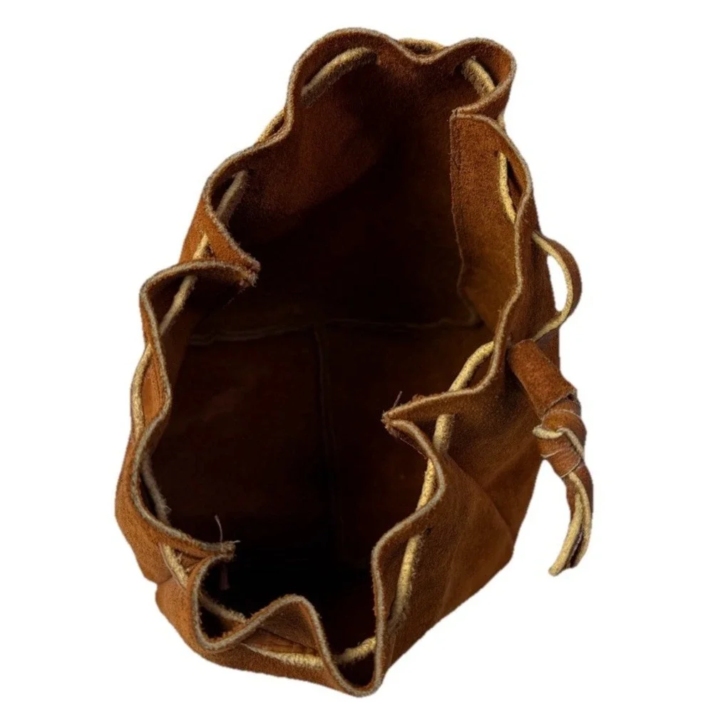 Vintage Leather Shell Ammunition Drawstring Pouch Bag Fishing Reel Case 3j1